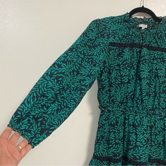 Joie Dress Women’s Size Small Green Black Salama Leaf Printed Puff-Sleeve Dress - Picture 11 of 17